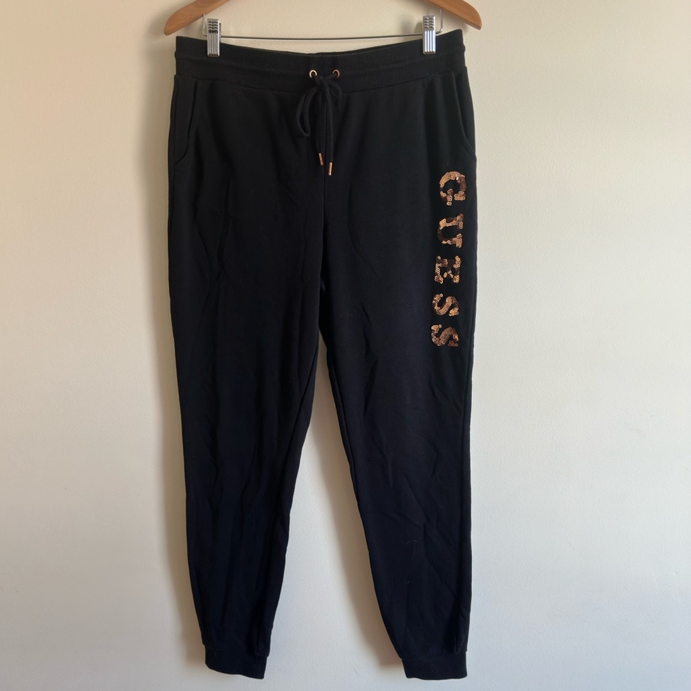 Guess || Woman’s black with sequins joggers size Medium